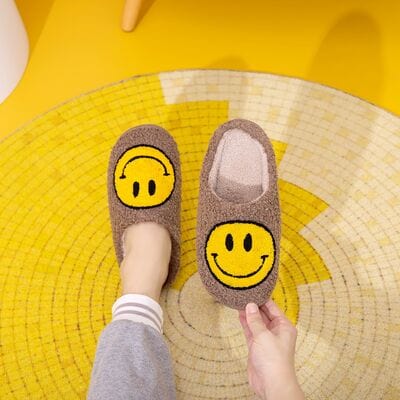 Goldenrod Melody Smiley Face Slippers