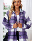 Light Gray Button Up Plaid Hooded Jacket