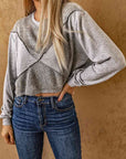 Dim Gray Double Take Exposed Seam Round Neck Cropped Top