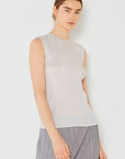 Light Gray Marina West Swim Pleated Sleeveless Crewneck Tank