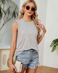 Gray Round Neck Tank Top