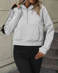 Dark Gray Zip-Up Raglan Sleeve Hoodie with Pocket