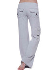 Gray Mid Waist Pants with Pockets