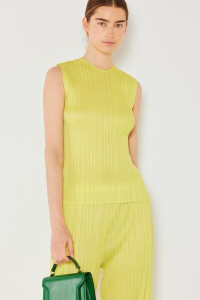 Wheat Marina West Swim Pleated Sleeveless Crewneck Tank