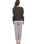 Dark Slate Gray Long Sleeve Top and Polka Dot Pants Set