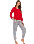 Dark Gray Long Sleeve Top and Polka Dot Pants Set