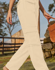 Tan Loose Fit Long Jeans with Pockets