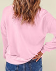 Pink LOVE Round Neck Dropped Shoulder Sweatshirt