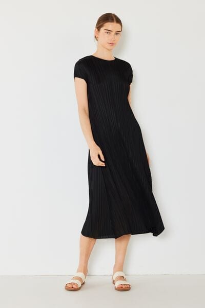 Light Gray Marina West Swim Pleated Cap Sleeve A-Line Dress