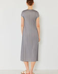 Light Gray Marina West Swim Pleated Cap Sleeve A-Line Dress