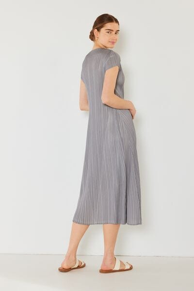 Light Gray Marina West Swim Pleated Cap Sleeve A-Line Dress