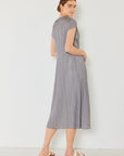 Light Gray Marina West Swim Pleated Cap Sleeve A-Line Dress