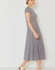 Light Gray Marina West Swim Pleated Cap Sleeve A-Line Dress