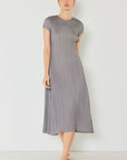 Light Gray Marina West Swim Pleated Cap Sleeve A-Line Dress