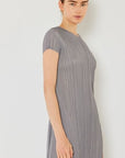 Light Gray Marina West Swim Pleated Cap Sleeve A-Line Dress