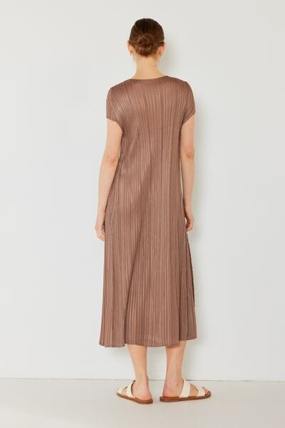 Light Gray Marina West Swim Pleated Cap Sleeve A-Line Dress