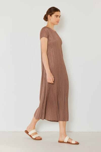 Light Gray Marina West Swim Pleated Cap Sleeve A-Line Dress