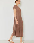 Light Gray Marina West Swim Pleated Cap Sleeve A-Line Dress