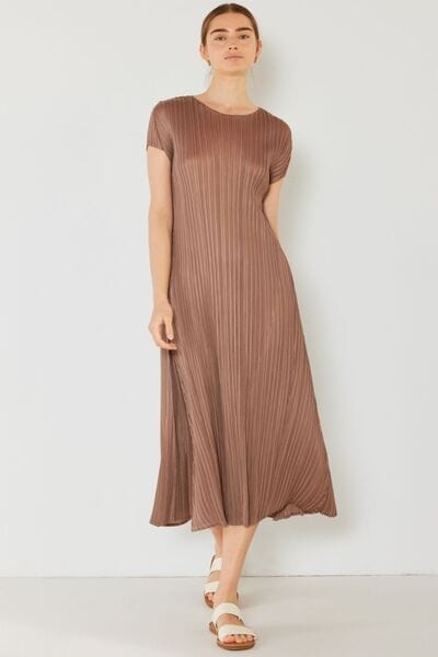 Light Gray Marina West Swim Pleated Cap Sleeve A-Line Dress