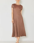 Light Gray Marina West Swim Pleated Cap Sleeve A-Line Dress