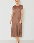 Light Gray Marina West Swim Pleated Cap Sleeve A-Line Dress