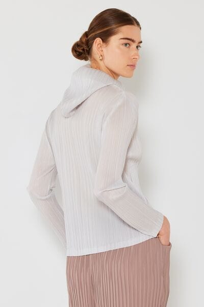 Light Gray Marina West Swim Pleated Hood Jacket with 2 Way Zipper