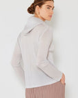 Light Gray Marina West Swim Pleated Hood Jacket with 2 Way Zipper