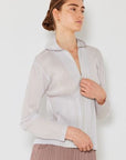 Light Gray Marina West Swim Pleated Hood Jacket with 2 Way Zipper