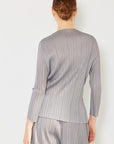 Light Gray Marina West Swim Pleated Long Sleeve Boatneck Top