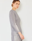 Light Gray Marina West Swim Pleated Long Sleeve Boatneck Top