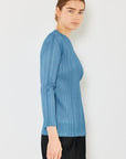 Dim Gray Marina West Swim Pleated Long Sleeve Boatneck Top