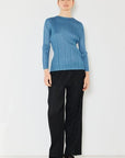 Dark Slate Gray Marina West Swim Pleated Long Sleeve Boatneck Top