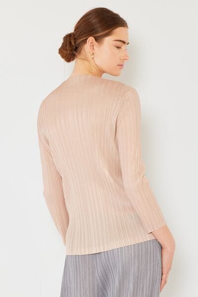 Light Gray Marina West Swim Pleated Long Sleeve Boatneck Top