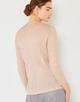 Light Gray Marina West Swim Pleated Long Sleeve Boatneck Top