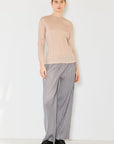 Light Gray Marina West Swim Pleated Long Sleeve Boatneck Top