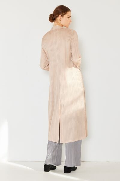 Light Gray Marina West Swim Pleated Long Sleeve Cardigan