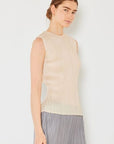 Antique White Marina West Swim Pleated Sleeveless Crewneck Tank