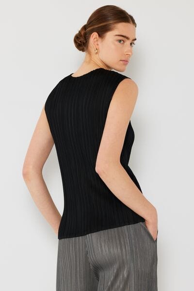 Dark Slate Gray Marina West Swim Pleated Sleeveless Crewneck Tank