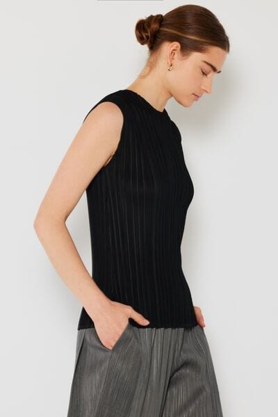 Light Gray Marina West Swim Pleated Sleeveless Crewneck Tank