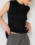 Dark Slate Gray Marina West Swim Pleated Sleeveless Crewneck Tank