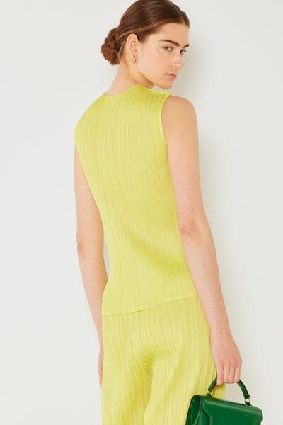 Wheat Marina West Swim Pleated Sleeveless Crewneck Tank