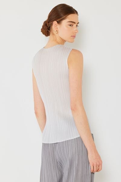 Light Gray Marina West Swim Pleated Sleeveless Crewneck Tank