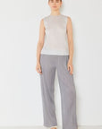 Light Gray Marina West Swim Pleated Sleeveless Crewneck Tank