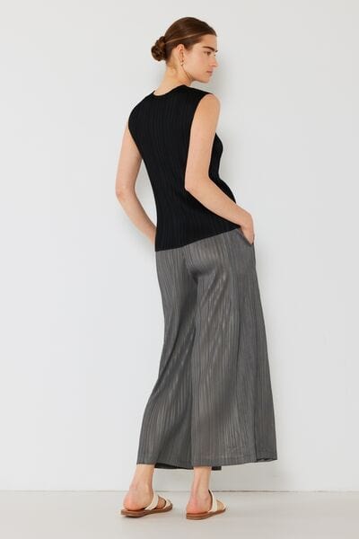 Light Gray Marina West Swim Pleated Wide-Leg Pants with Side Pleat Detail