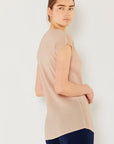 Light Gray Marina West Swim Rib Pleated Cap Sleeve Top