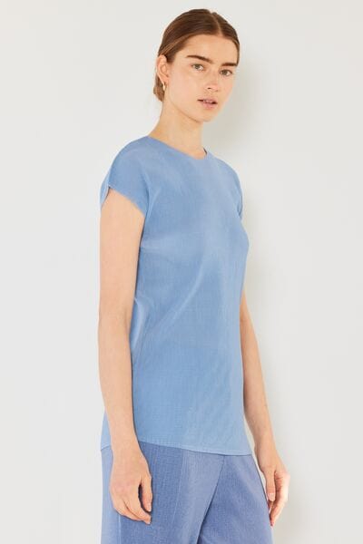 Light Gray Marina West Swim Rib Pleated Cap Sleeve Top