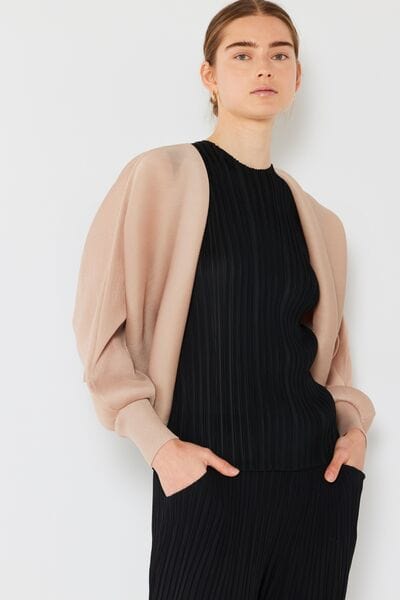 Black Marina West Swim Rib Pleated Puff Sleeve Bolero Cardigan