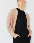 Black Marina West Swim Rib Pleated Puff Sleeve Bolero Cardigan