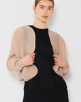 Black Marina West Swim Rib Pleated Puff Sleeve Bolero Cardigan