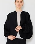 Light Gray Marina West Swim Rib Pleated Puff Sleeve Bolero Cardigan